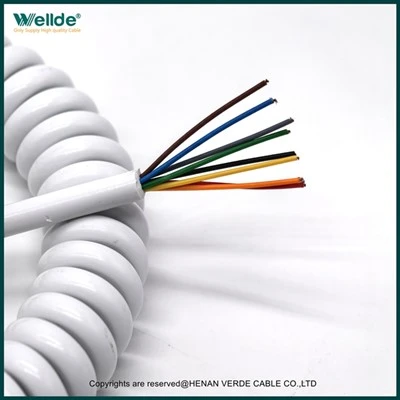 28AWG PUR Roj Resistant Thiab Hnav -Resistant Kauv Coiled Cable